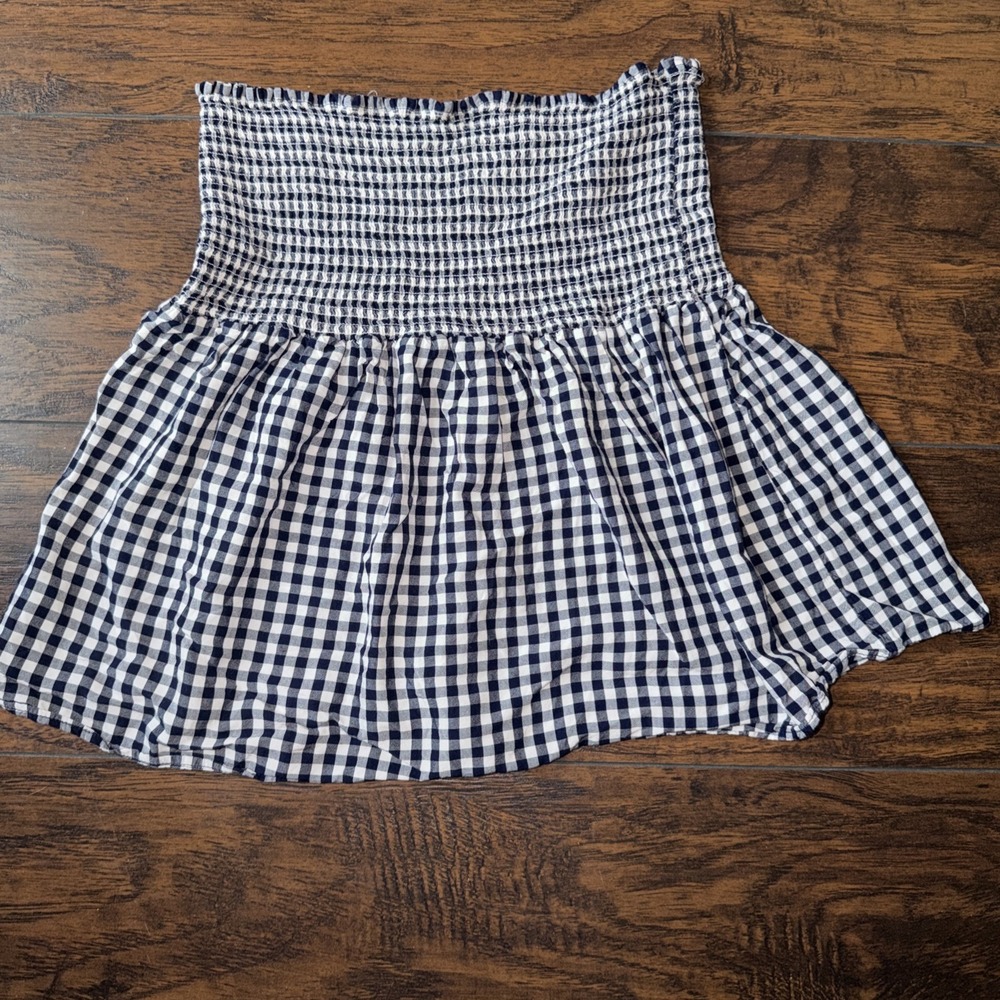 Jack by BB Dakota Smock & Roll Gingham Top M Medium Off Shoulder Viscose Cottage